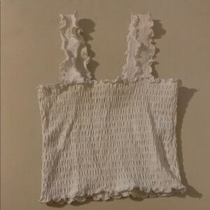 Hollister White Ruffled Tank Top